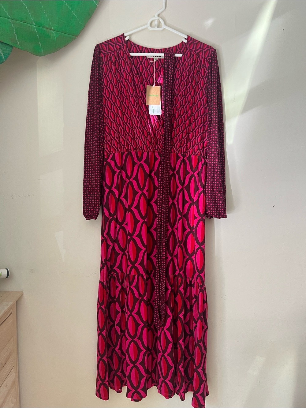 Boden Pink and Black Patterned Maxi Dress